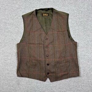 Laksen Vest Mens Size Large Green Brown Wool Blend Button Front Outdoor